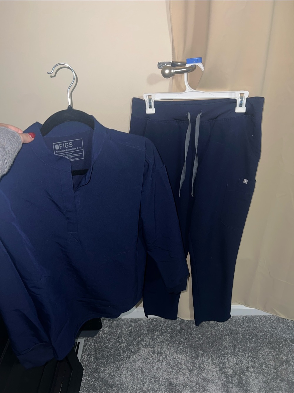 Figs Navy Medical Scrub Top and Drawstring Pants